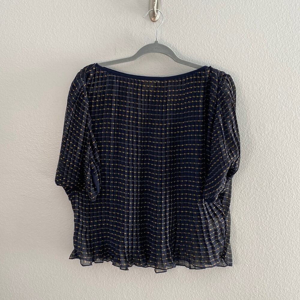 Foxiedox| Anthropologie sheer navy accordion pleat dolman sleeve top